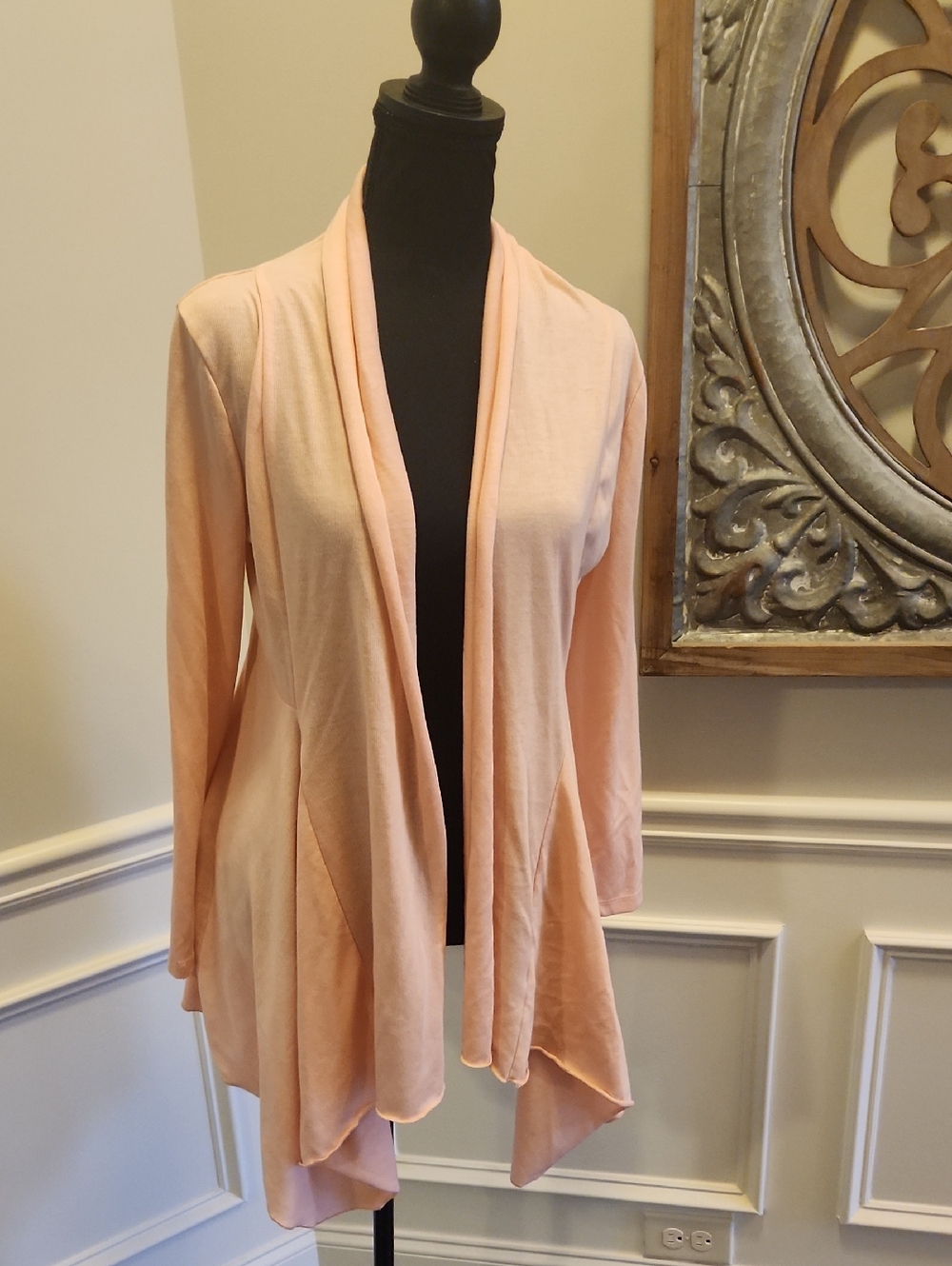 Passport Peach Open-Front Draped Cardigan